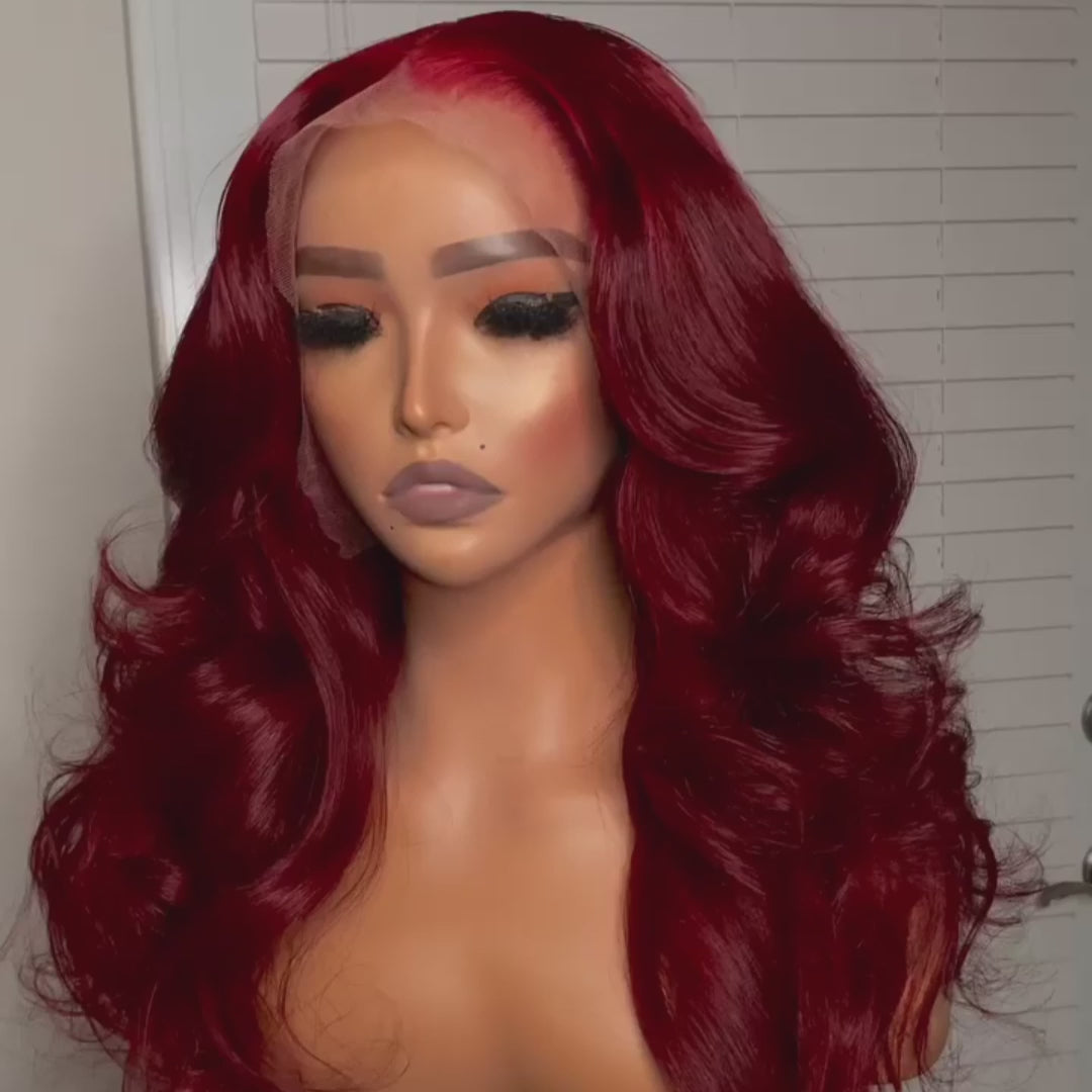Burgundy Body Wave 13x4/4x4 HD Lace Wig 99j Colored Body Wave Human Hair Wigs