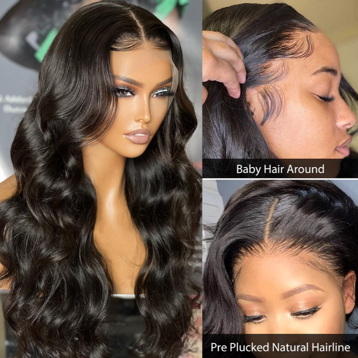 Body Wave 13x4 HD Transparent Lace Front Wig Real Human Hair Wig Natural Hairline With Baby Hair-Geeta Hair