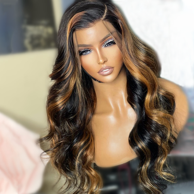 Geeta Body Wave Highlight Honey Blond Wig 13x4/4x4 HD Lace Front Piano Colored Human Hair Wigs