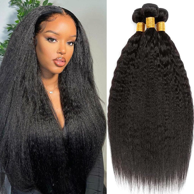 Geeta Hair Kinky Straight 3 Bundles With 4x4 Lace Closure Virgin Human Hair - GeetaHair