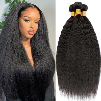 Geeta Hair Kinky Straight 3 Bundles With 4x4 Lace Closure Virgin Human Hair - GeetaHair