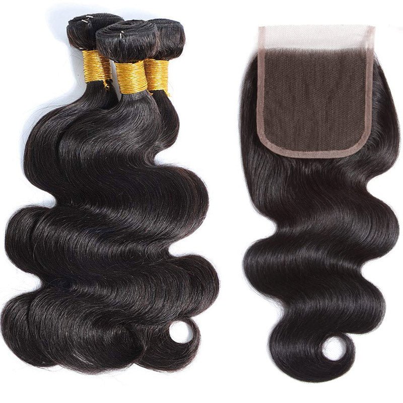 GeetaHair Body Wave Hair 3 Bundles With 4x4 Lace Closure Unprocessed Human Virgin Hair - GeetaHair