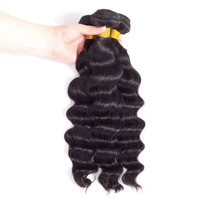 GeetaHair Loose Deep Wave 3 Bundles With 4x4 Lace Closure 100% Virgin Human Hair - GeetaHair