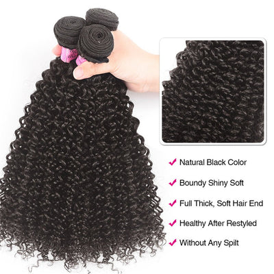 GeetaHair Deep Wave Hair 3 Bundles with 4x4 Lace Closure 100% Human Hair Extension Weaves - GeetaHair