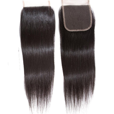 GeetaHair Long Straight Hair 3 Bundles With 4x4 Lace Closure 100% Virgin Human Hair - GeetaHair