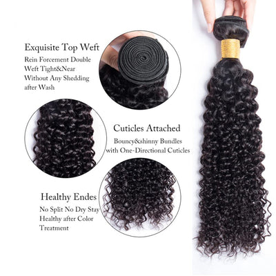 GeetaHair Curly Hair 3 Bundles With 13x4 Lace Frontal 100% Remy Human Hair - GeetaHair