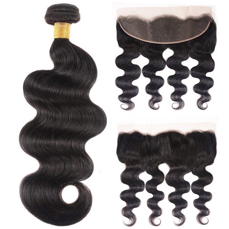 GeetaHair Body Wave 13x4 Frontal Natural Color With 3 Bundles 100% Human Hair - GeetaHair