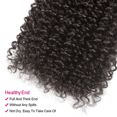 GeetaHair Kinky Curly 3 Bundles with 13x4 Lace Frontal 100% Human Hair Extensions - GeetaHair