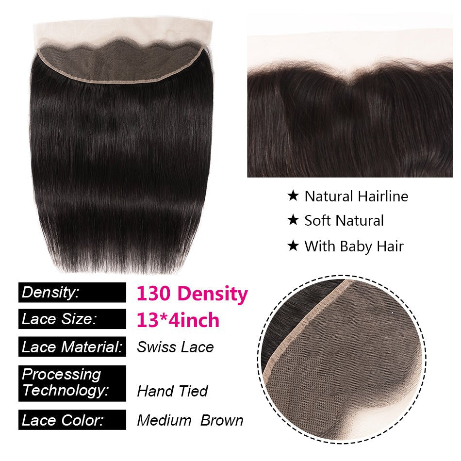 GeetaHair 3 Bundles Brazilian Straight Hair with 13x4 Ear to Ear Lace Frontal - GeetaHair