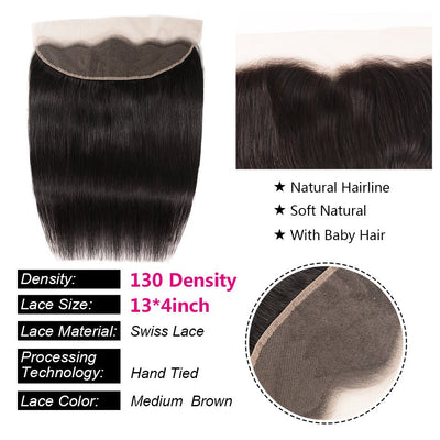 GeetaHair 3 Bundles Brazilian Straight Hair with 13x4 Ear to Ear Lace Frontal - GeetaHair
