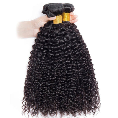 GeetaHair Kinky Curly 3 Bundles with 13x4 Lace Frontal 100% Human Hair Extensions - GeetaHair