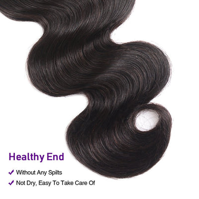 GeetaHair Body Wave 13x4 Frontal Natural Color With 3 Bundles 100% Human Hair - GeetaHair