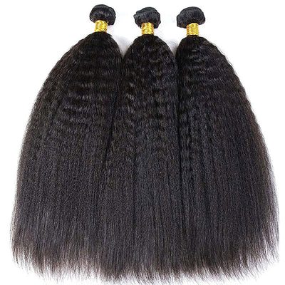 GeetaHair Kinky Straight Hair 3 Bundles With 13x4 Lace Frontal 100% Unprocessed Human Hair - GeetaHair