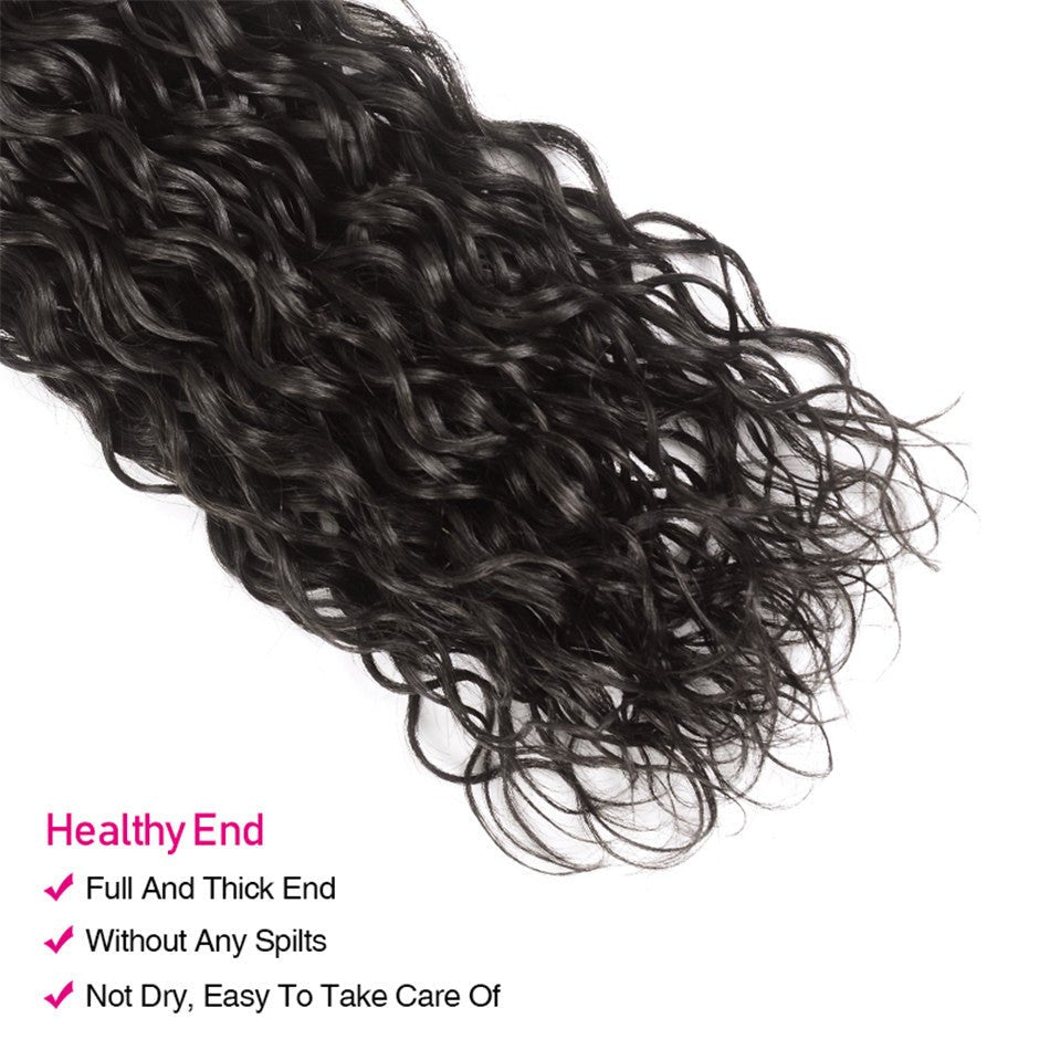 Geetahair Water Wave Hair 3 Bundles With 13x4 Lace Frontal 100% Virgin Human Hair Extensions - GeetaHair