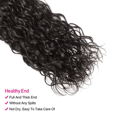 Geetahair Water Wave Hair 3 Bundles With 13x4 Lace Frontal 100% Virgin Human Hair Extensions - GeetaHair