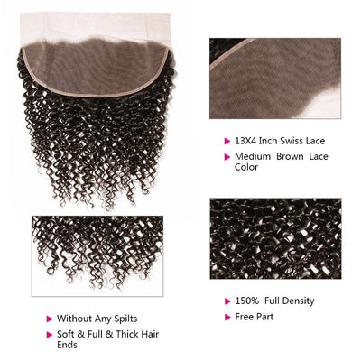 GeetaHair Curly Hair 3 Bundles With 13x4 Lace Frontal 100% Remy Human Hair - GeetaHair