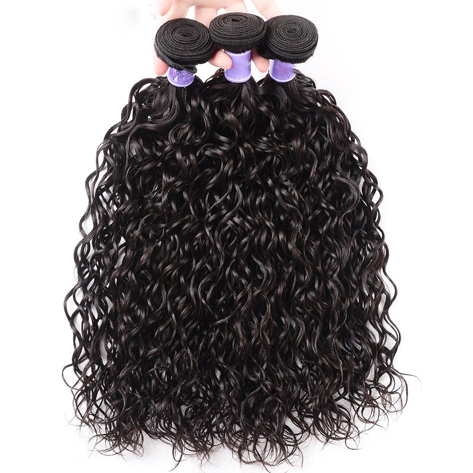 Geetahair Water Wave Hair 3 Bundles With 13x4 Lace Frontal 100% Virgin Human Hair Extensions - GeetaHair