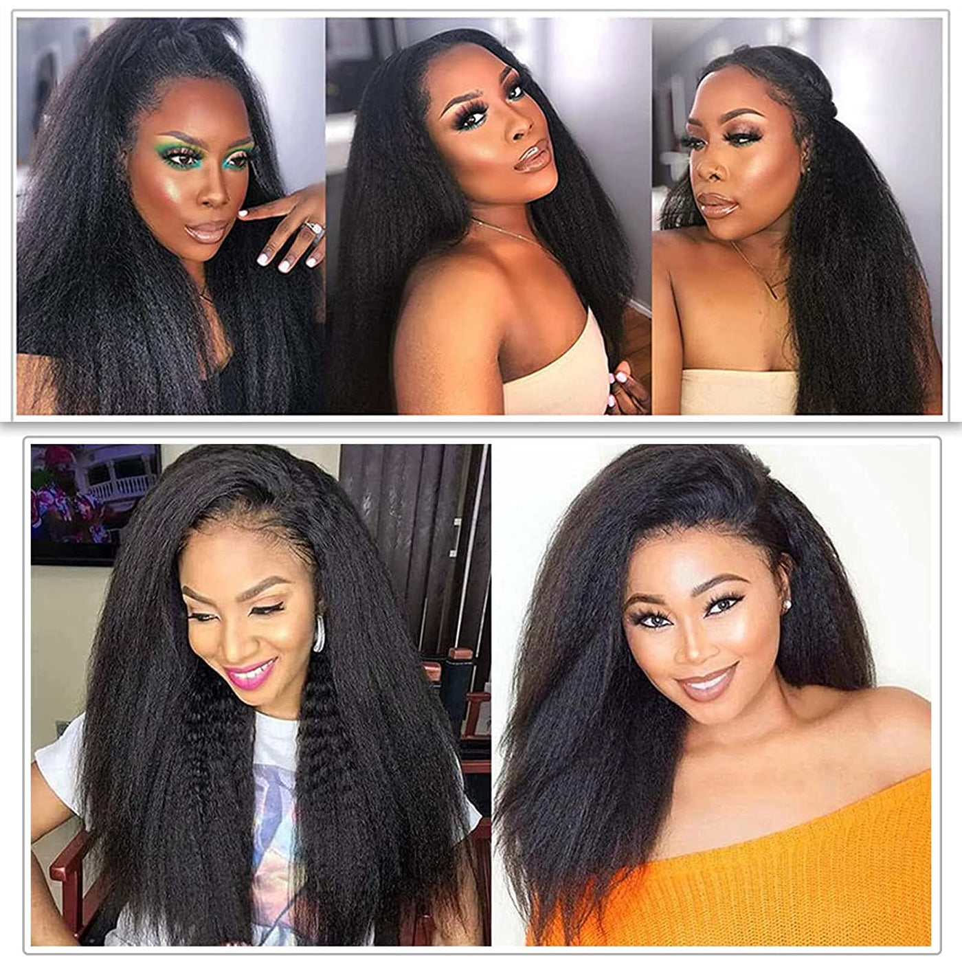 GeetaHair Kinky Straight Hair 3 Bundles With 13x4 Lace Frontal 100% Unprocessed Human Hair - GeetaHair