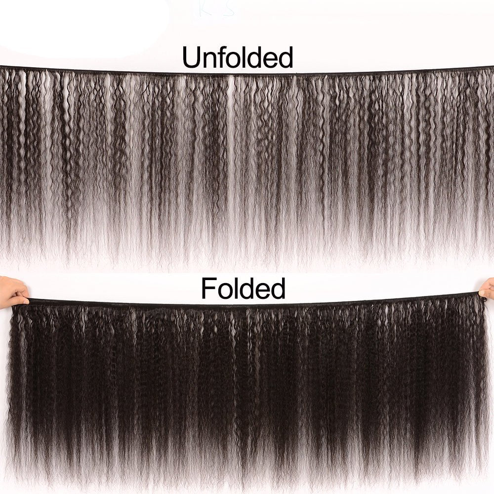 GeetaHair Kinky Straight Hair 3 Bundles With 13x4 Lace Frontal 100% Unprocessed Human Hair - GeetaHair