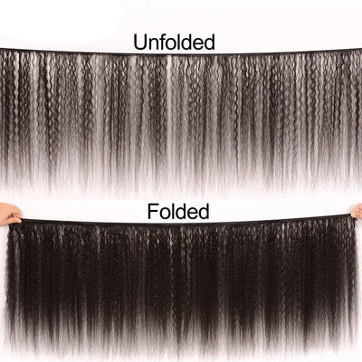 GeetaHair Kinky Straight Hair 3 Bundles With 13x4 Lace Frontal 100% Unprocessed Human Hair - GeetaHair
