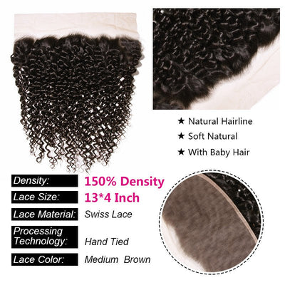 GeetaHair Curly Hair 3 Bundles With 13x4 Lace Frontal 100% Remy Human Hair - GeetaHair