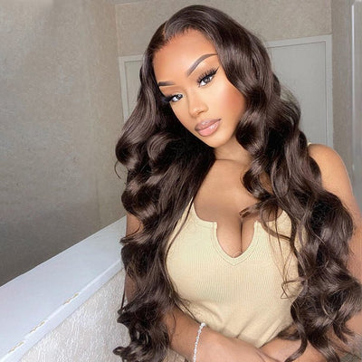 Dark Brown Lace Front Human Hair Wigs 13x4/4x4 Colored Body Wave Wigs - GeetaHair