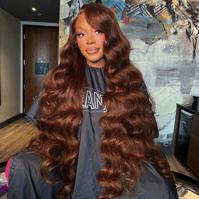 Funky Colored Wigs | Glueless 13x4/6x4.5 Chestnut Brown Body Wave HD Transaparent Pre Cut Lace Human Hair Wigs With Breathable Cap Air Wig - Geeta Hair - GeetaHair