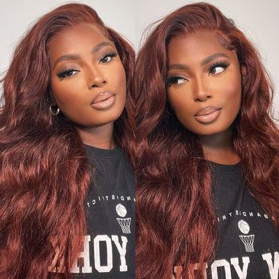13x4 Reddish Brown HD Lace Front Human Hair Wigs Auburn Body Wave Transparent Lace Wig - Geeta Hair - GeetaHair