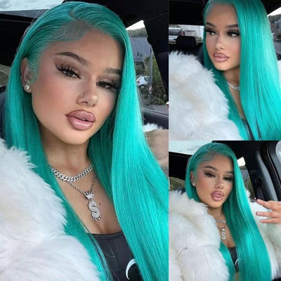Funky Colored Wigs | Colorful Straight Transaparent Lace Wig collection Transparent HD Lace Human Hair Wigs Pre - plucked with Baby Hair 180% Density - GeetaHair - GeetaHair