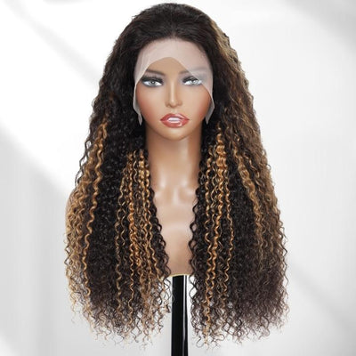 Highlight Blonde Curly 5x5/13x4 HD Lace Front Wig Highlights Honey Blonde Human Hair Wigs - GeetaHair - GeetaHair
