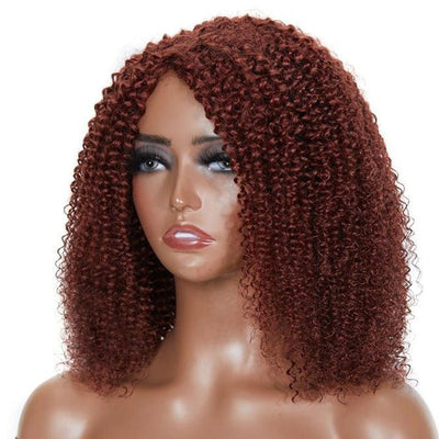 Reddish Brown Kinky Curly HD Lace Bob Wig Auburn Afro Curly Invisible Lace Human Hair Bob Wigs - GeetaHair