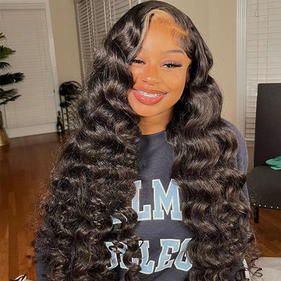 Highlight Loose Deep Wave Lace Front Wig Skunk Stripe Colored Human Hair Wigs - GeetaHair