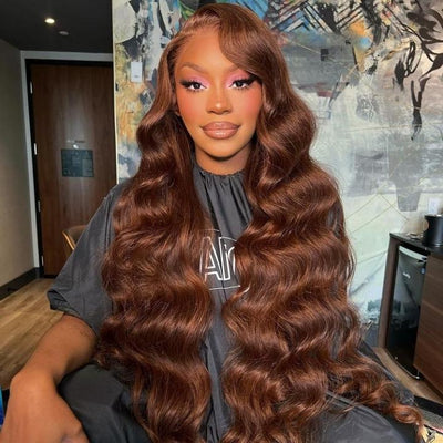 Funky Colored Wigs | Glueless 13x4/6x4.5 Chestnut Brown Body Wave HD Transaparent Pre Cut Lace Human Hair Wigs With Breathable Cap Air Wig - Geeta Hair - GeetaHair