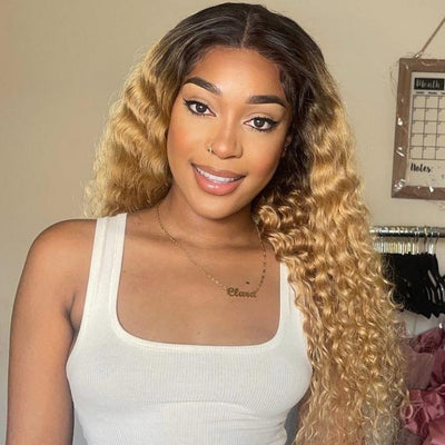 Glueless 5x5 Lace Closure Wig Ombre Colored Human Hair Wigs Collection Natural Crimps Curls Loose Deep Wave - Geetahair - GeetaHair