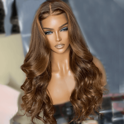 Geeta 13x4 Lace Front Body Wave Brown Wig Glueless HD Lace Human Hair Wigs Preplucked Long Wigs - GeetaHair