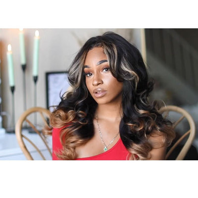 Ombre Highlight Wig Body Wave 5x5 Hd Lace Closure Glueless Wigs Real Human Hair - Geeta Hair - GeetaHair