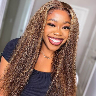 Curly Hair Highlights Wig 13x4 HD Lace Frontal/4x4 Lace Closure Glueless Wig Ombre Human Hair Wigs - Geeta Hair - GeetaHair