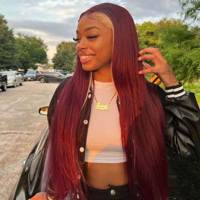 Buy 1 Get 1 Free: 200% Density 99j/#613 Skunk Stripe 13x4 Lace Front Wig - Flash Sale - GeetaHair