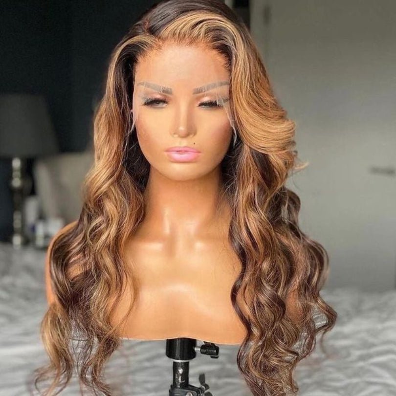 Geetahair HD Lace Honey Blonde Highlight Body Wave Wig Undetectable Clear Lace Human Hair With Baby Hair - GeetaHair