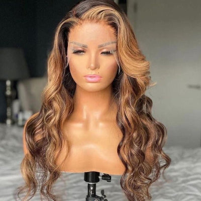 Geetahair HD Lace Honey Blonde Highlight Body Wave Wig Undetectable Clear Lace Human Hair With Baby Hair - GeetaHair