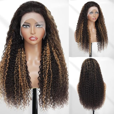 Highlight Blonde Curly 5x5/13x4 HD Lace Front Wig Highlights Honey Blonde Human Hair Wigs - GeetaHair - GeetaHair