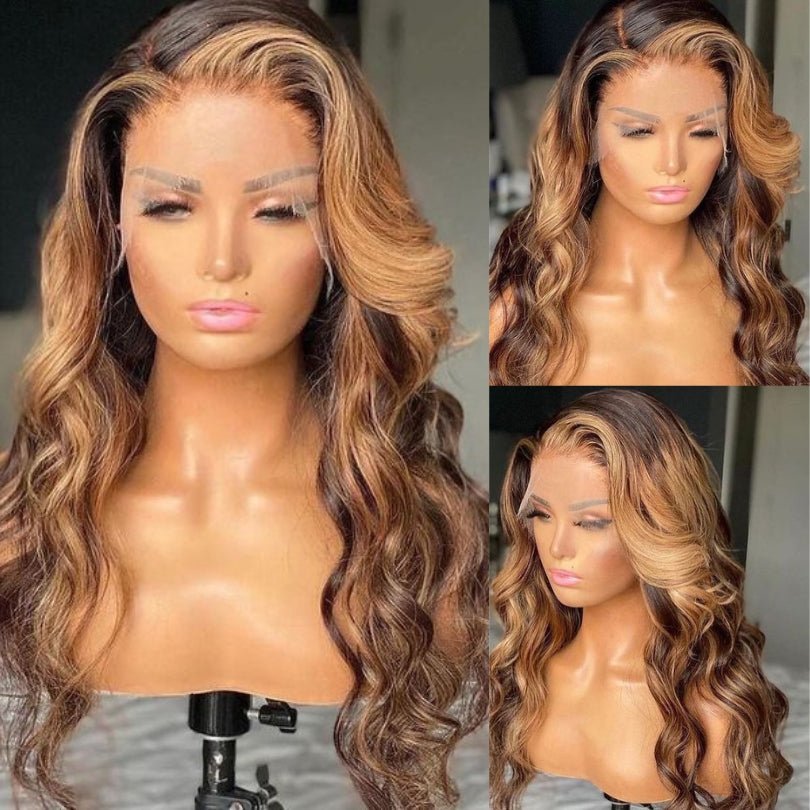 Geetahair HD Lace Honey Blonde Highlight Body Wave Wig Undetectable Clear Lace Human Hair With Baby Hair - GeetaHair