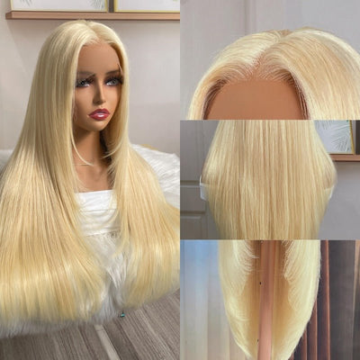 613 Hair 13x4/4x4 Hd Transparent Layered Straight Wig Blonde Butterfly Haircut Human Hair Wigs - GeetaHair