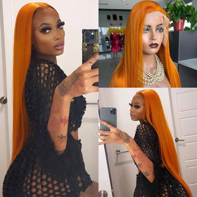 Ginger Color HD Lace Wig Glueless 13x4 Lace Front Wig Straight Hair 4x4 Lace Closure Wig 150% & 180% Density 100% Human Hair Wig - Geeta Hair - GeetaHair