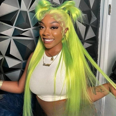 Funky Colored Wigs | Colorful Straight Transaparent Lace Wig collection Transparent HD Lace Human Hair Wigs Pre - plucked with Baby Hair 180% Density - GeetaHair - GeetaHair
