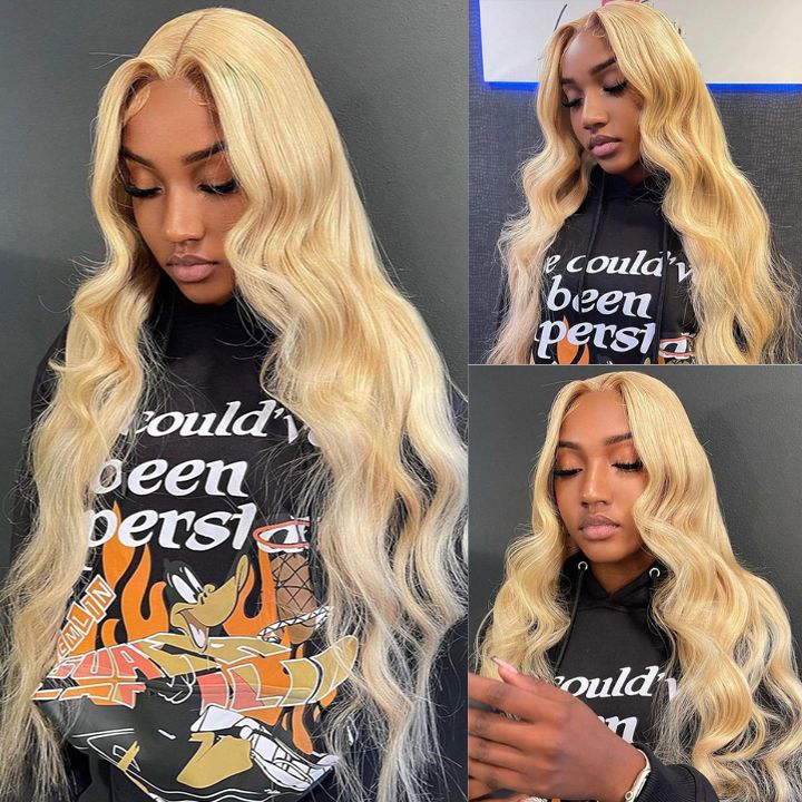 613 Hair Body Wave 5x5 Closure HD Lace Front Wig Blonde Pre Plucked Glueless Human Hair Wigs - GeetaHair