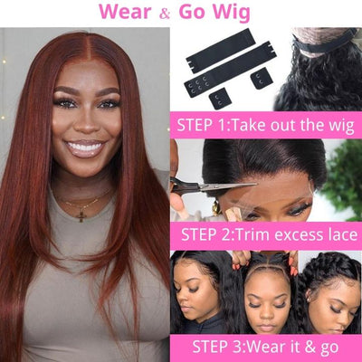 Layered Straight 13x4/4x4 Reddish Brown Lace Frontal Wig HD Transparent Human Hair Wigs Auburn Colored 33# Wig - Geeta Hair - GeetaHair