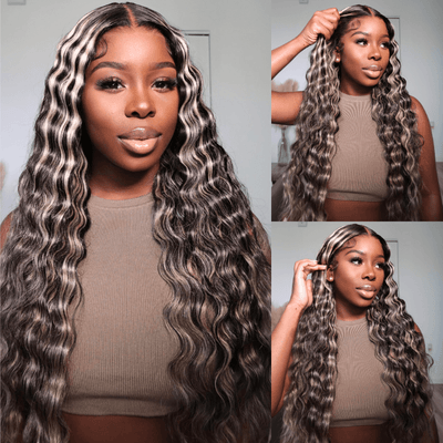 Balayage Loose Deep Wave 13x4/4x4 HD Lace Wig For Women Highlight Human Hair Wigs With Baby Hair - Geeta Hair - GeetaHair