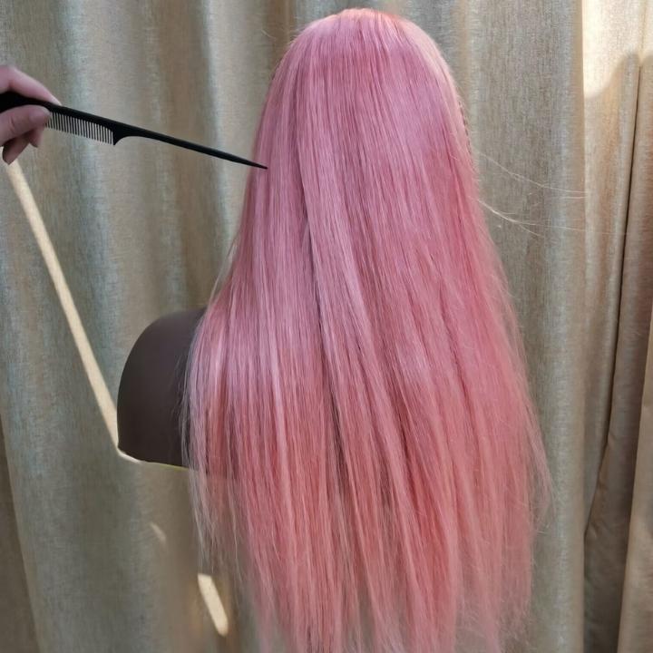 Funky Colored Wigs | Highlight Pink With 613 Blonde Transparent Lace Front Wig Straight Highlights Trendy Color Human Hair Wigs - Geeta Hair - GeetaHair