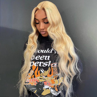 613 Hair Body Wave 5x5 Closure HD Lace Front Wig Blonde Pre Plucked Glueless Human Hair Wigs - GeetaHair
